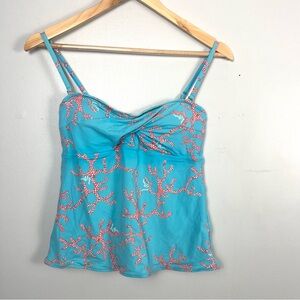 Lilly puliziter Tankini swim top Color me coral blue size small